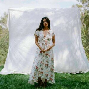 Christy Dawn The Autumn Dress in Red Anemone Garden wrap dress size Large